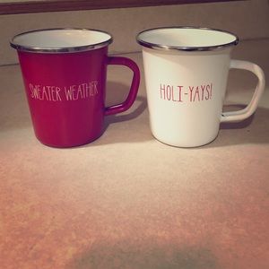 Stainless steel set of 2 mugs